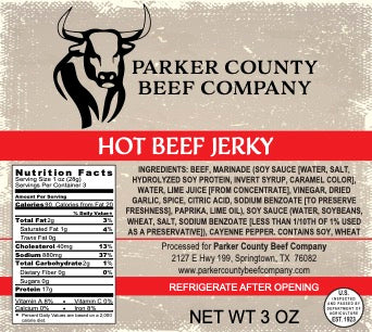 Hot Beef Jerky (3oz)