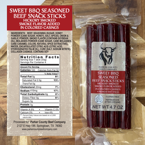 Sweet BBQ Beef Snack Sticks