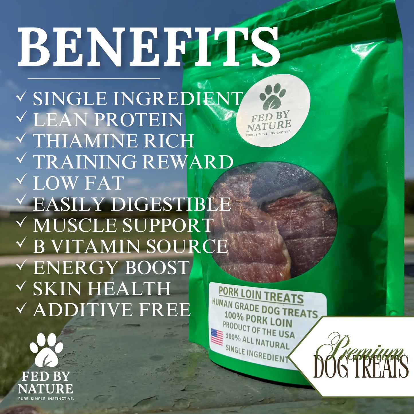 Fed By Nature Pork Loin Dog Treats – Human Grade, Single